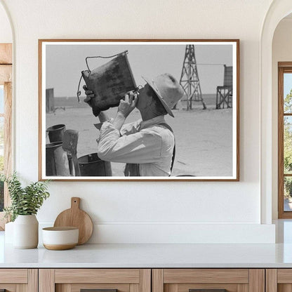 Day Laborer Drinking from Water Bag Ralls Texas May 1939