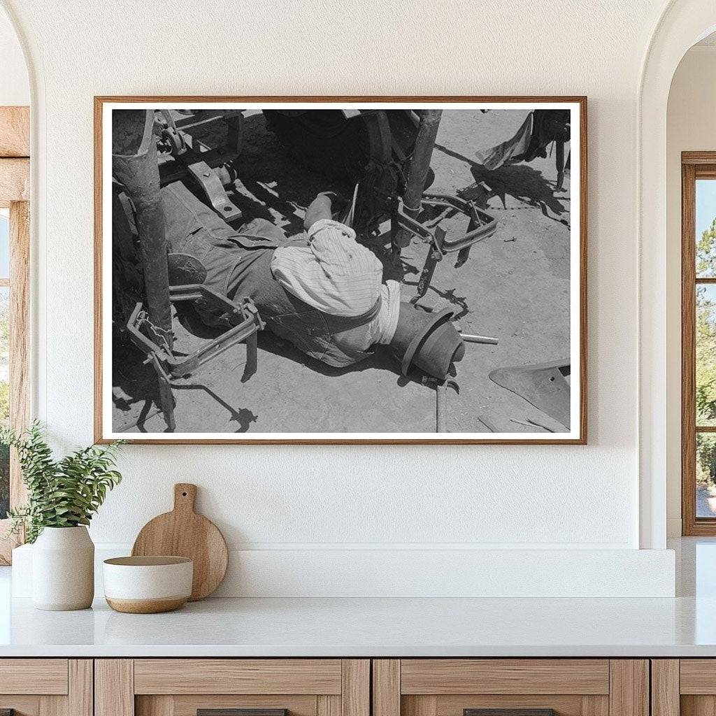 Farm Workers Adjusting Tractor Planter May 1939