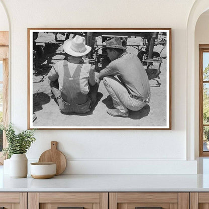 Day Laborers on Tractor at Ralls Texas Farm May 1939