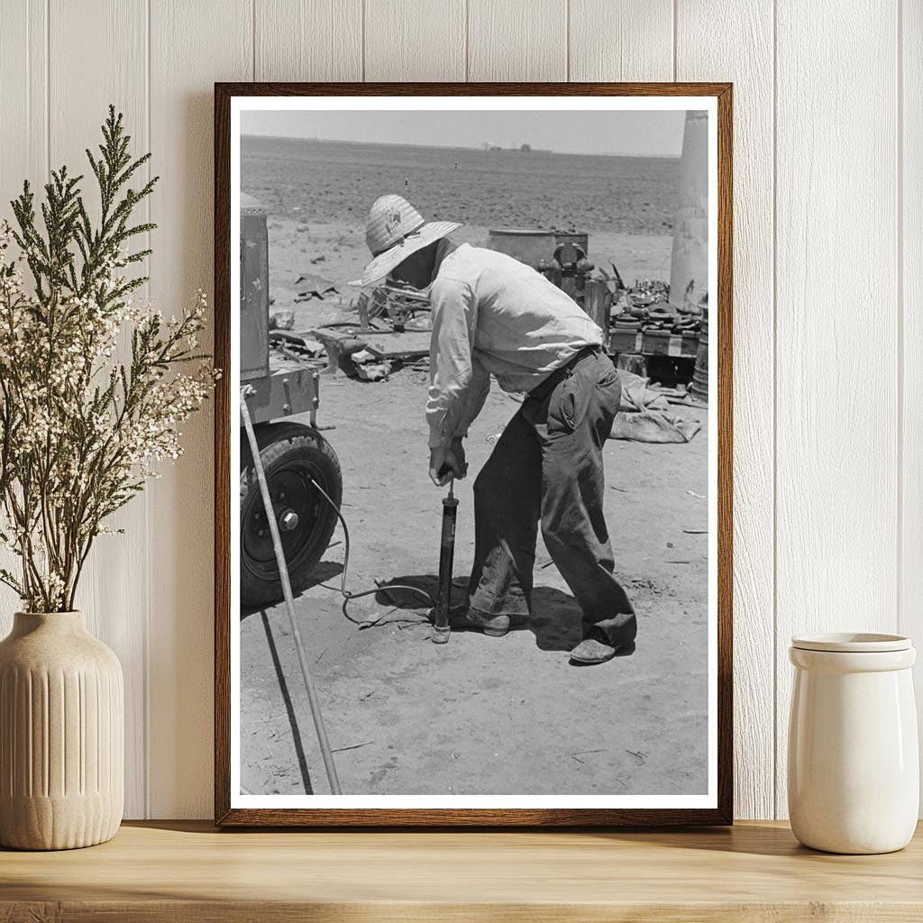 Day Laborer Pumping Tractor Tire Ralls Texas May 1939