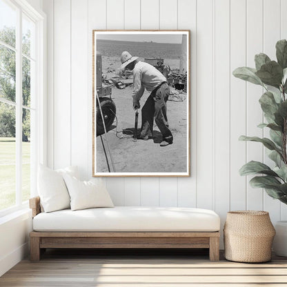 Day Laborer Pumping Tractor Tire Ralls Texas May 1939