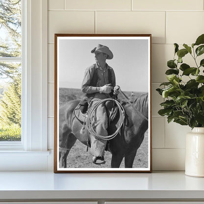 Cowboy Riding Horse at SMS Ranch Spur Texas May 1939