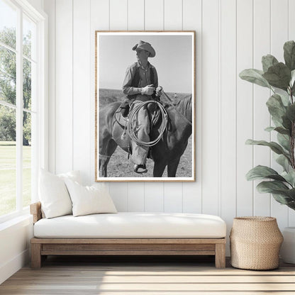 Cowboy Riding Horse at SMS Ranch Spur Texas May 1939