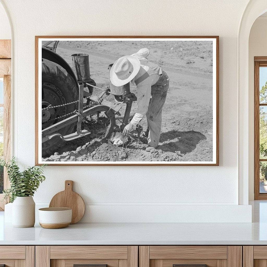 Tractor Maintenance by Day Laborer on Texas Farm 1939