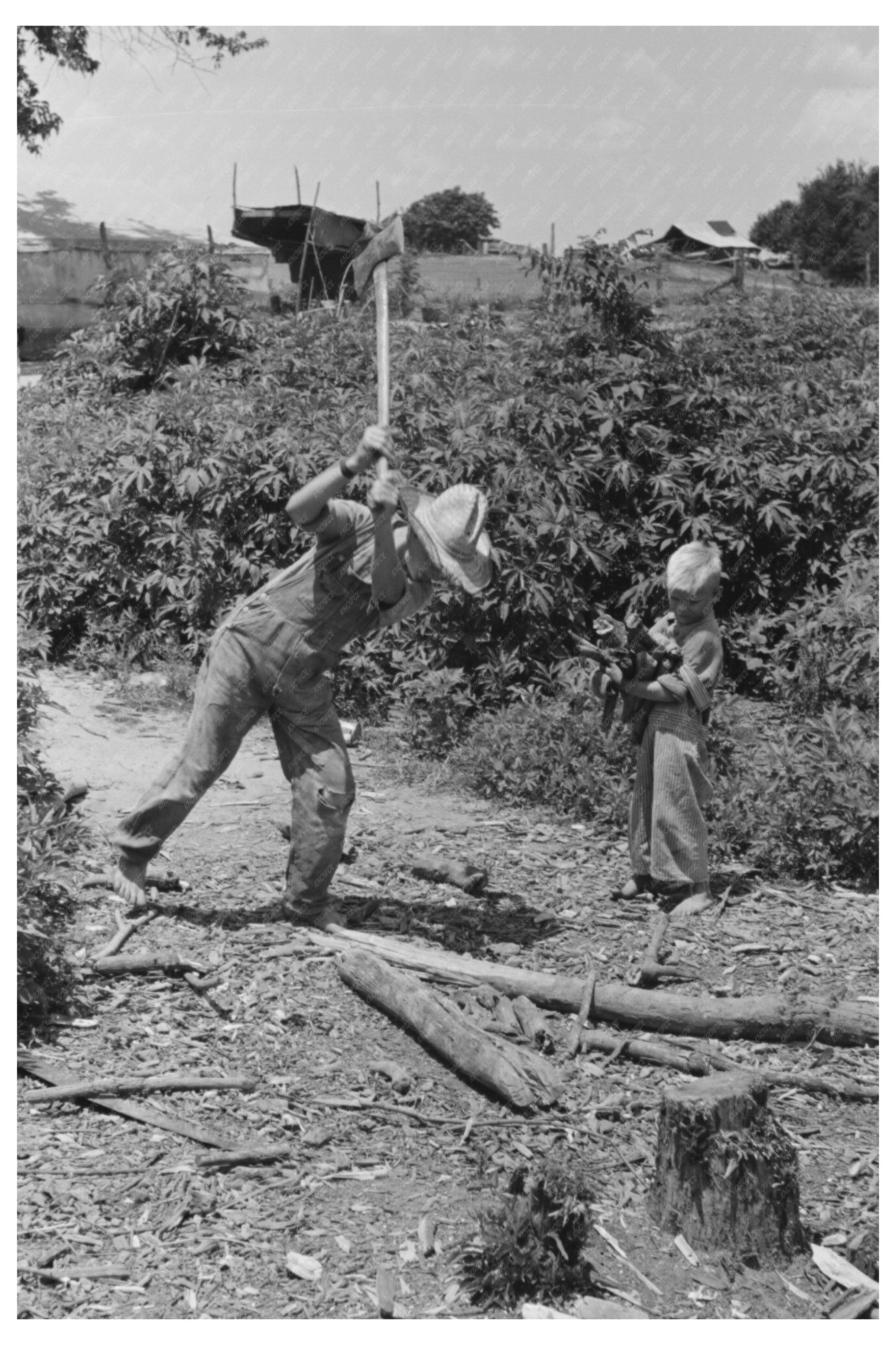 Children Chopping Wood in Muskogee County Oklahoma 1939