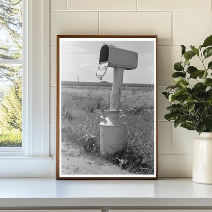 Vintage Mailbox on Milk Can Hydro Oklahoma June 1939