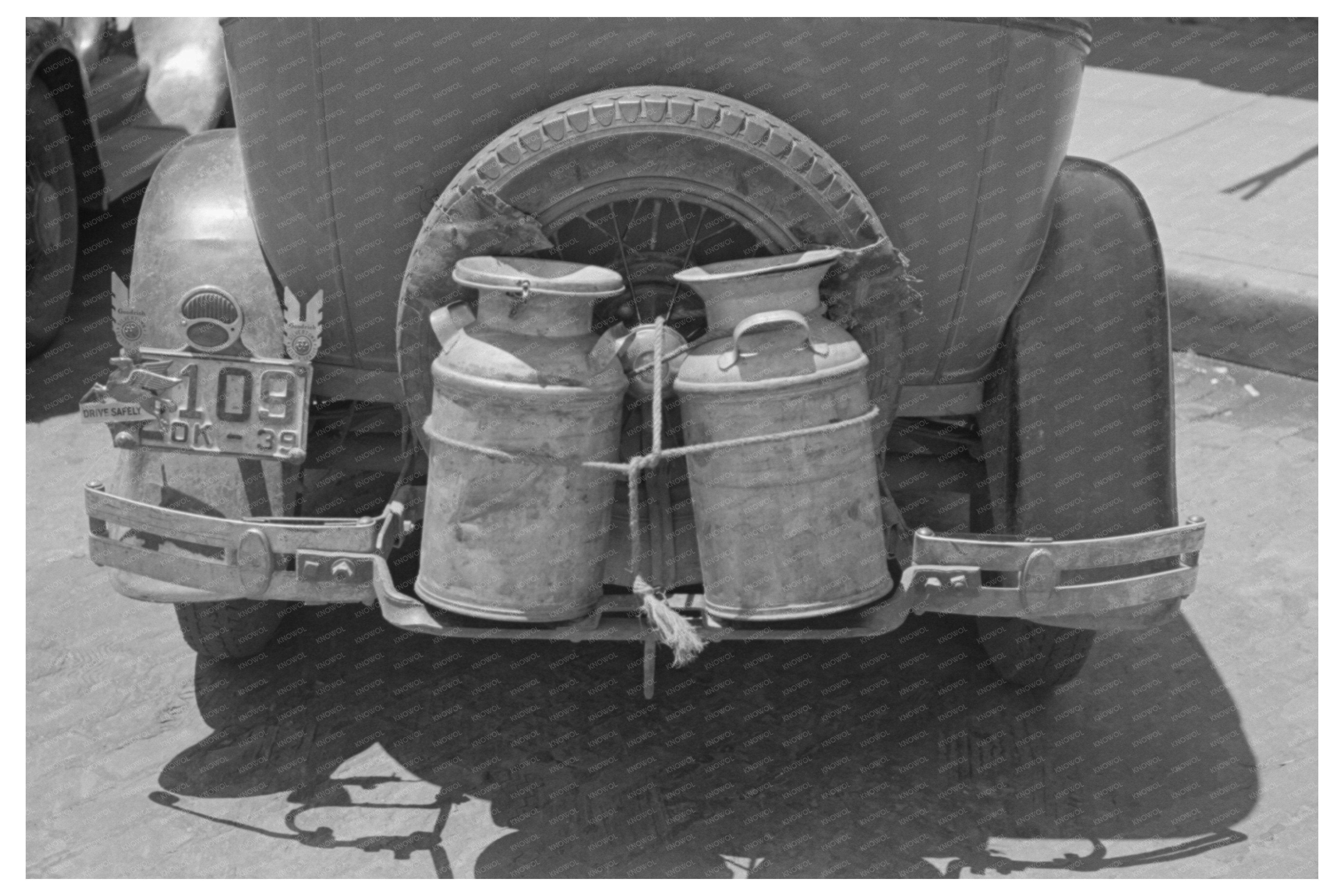 Milk Cans on Farm Automobile Muskogee Oklahoma June 1939