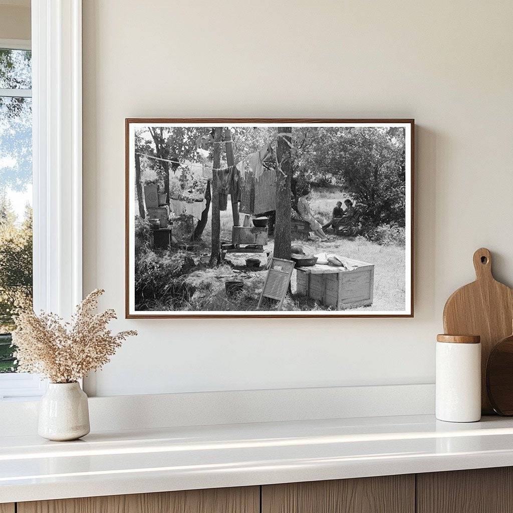 Vintage Family Camping by the Roadside Oklahoma 1939