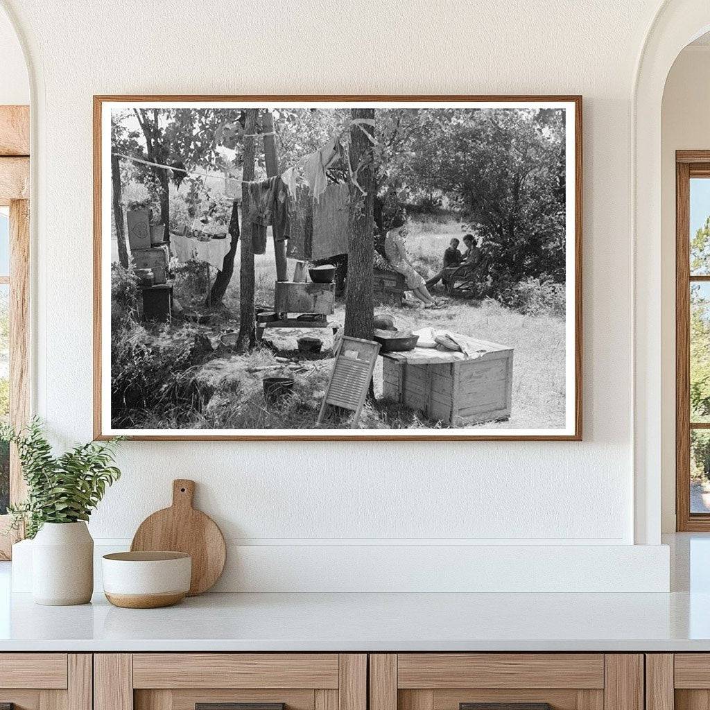 Vintage Family Camping by the Roadside Oklahoma 1939