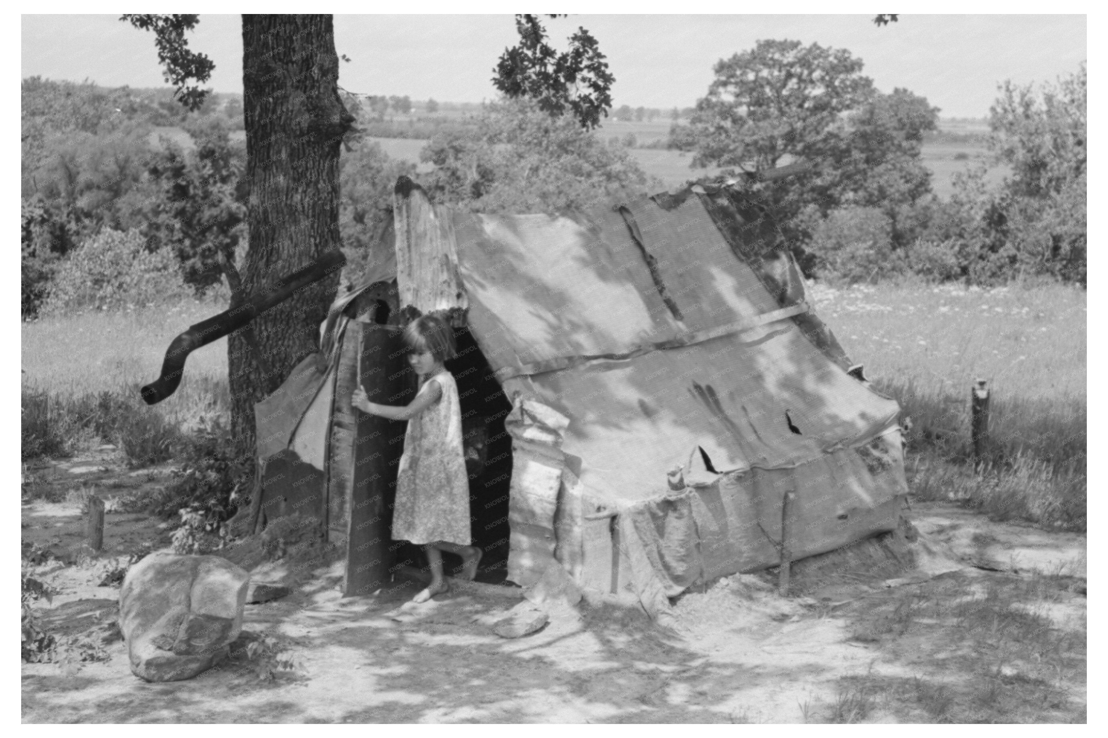 Child by Tent in Sequoyah County Oklahoma June 1939