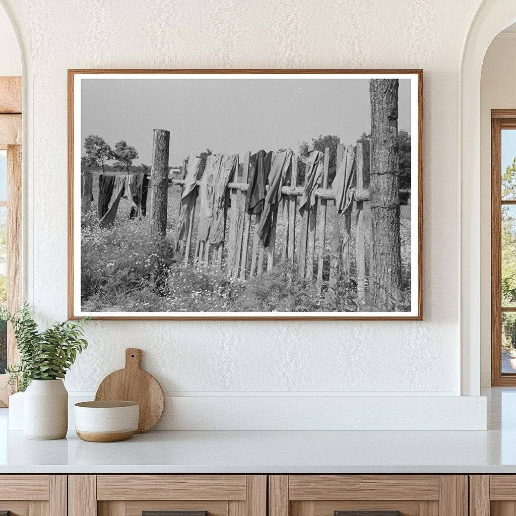 Clothes Drying on Fence in Sequoyah County Oklahoma 1939