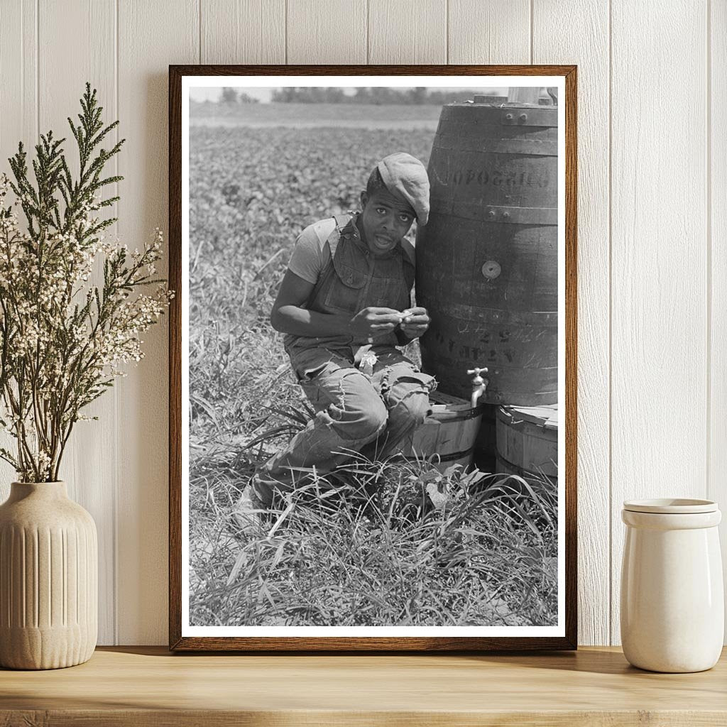 Young Laborer Rolling Cigarette in String Bean Field 1939