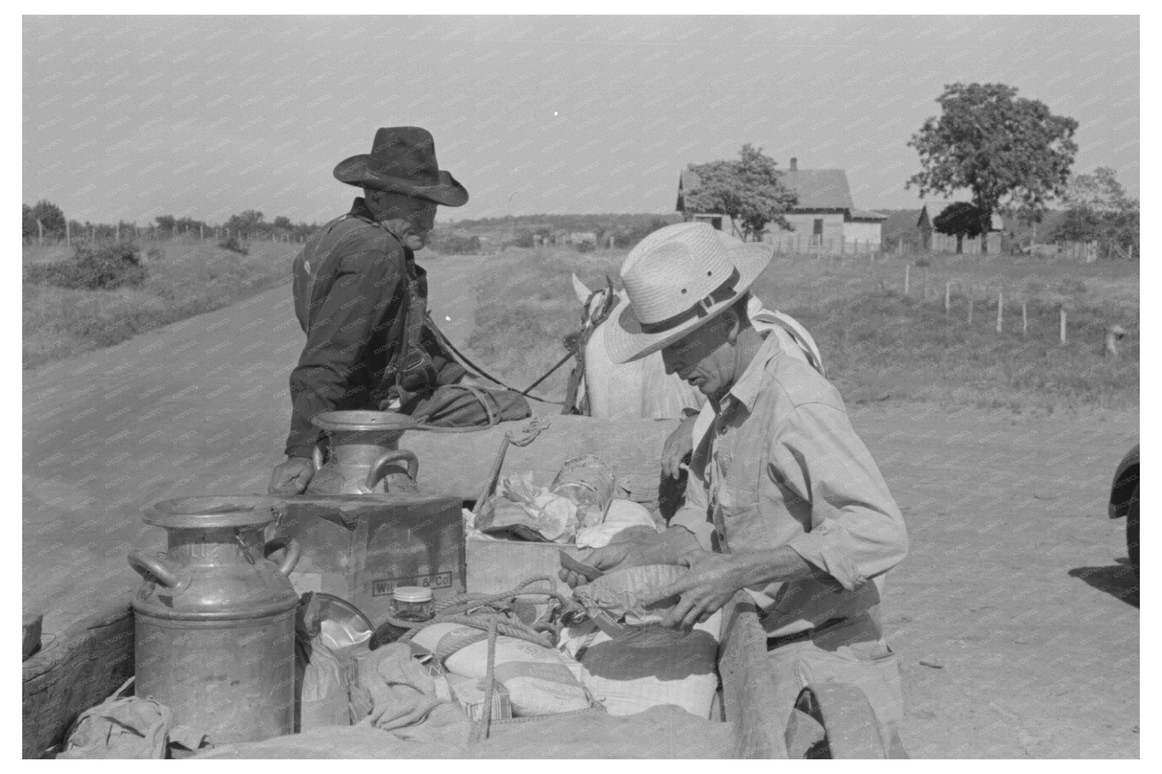 Farm Wagon Leaving Grocery Store McIntosh County 1939