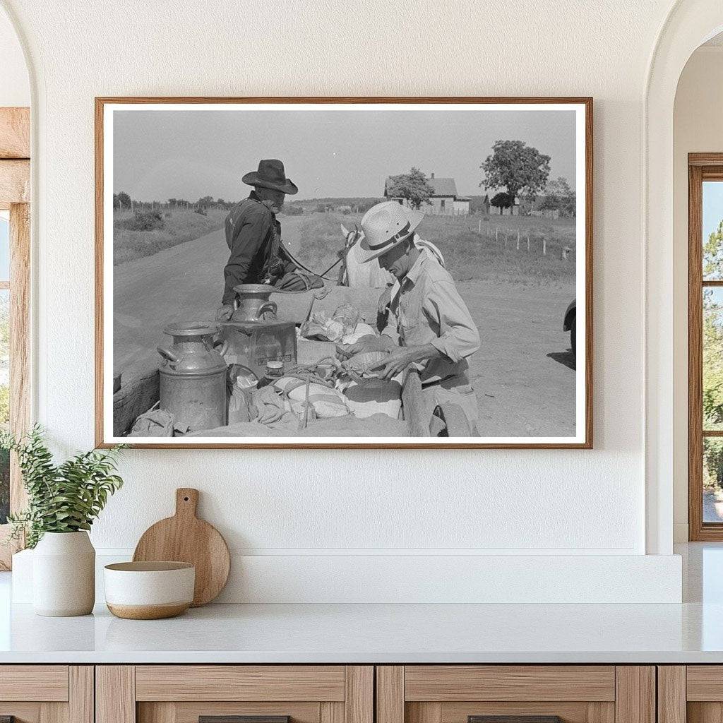 Farm Wagon Leaving Grocery Store McIntosh County 1939