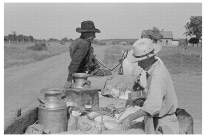 Farm Wagon at Grocery Store McIntosh County Oklahoma 1939