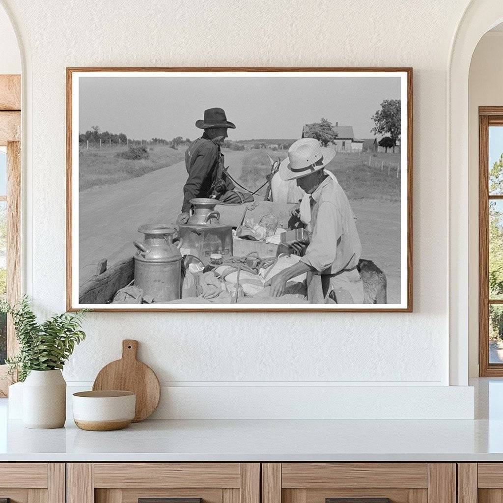 Farm Wagon at Grocery Store McIntosh County Oklahoma 1939