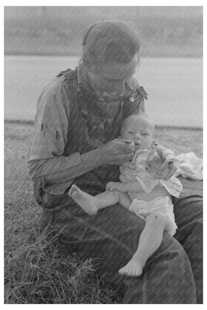 Mother Feeding Baby at Roadside Lunch in Oklahoma 1939