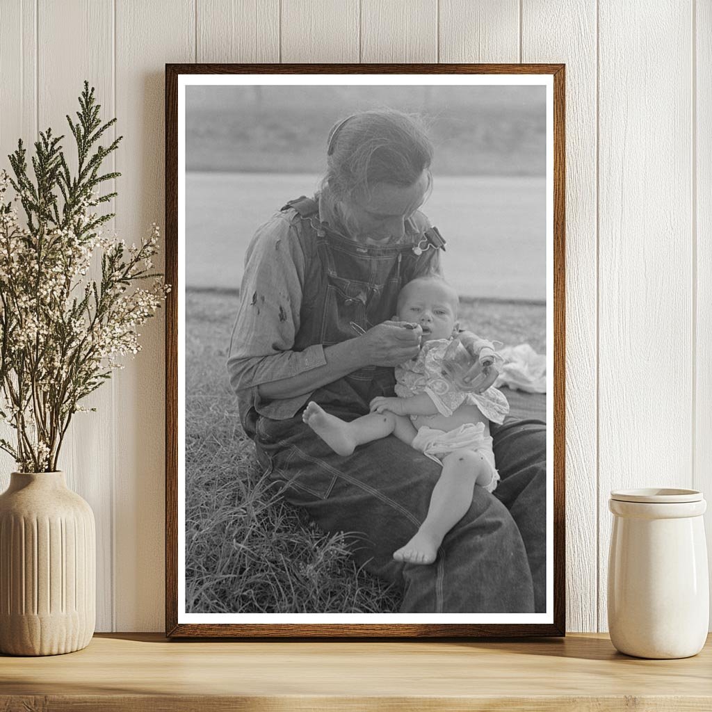 Mother Feeding Baby at Roadside Lunch in Oklahoma 1939