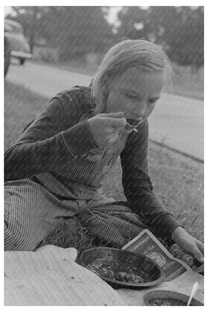 Young Girl Eating Lunch Highway Oklahoma June 1939