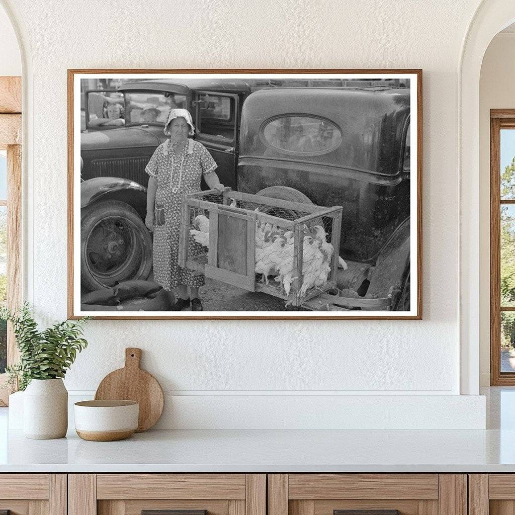 Farm Woman Selling Chickens at Market Weatherford 1939