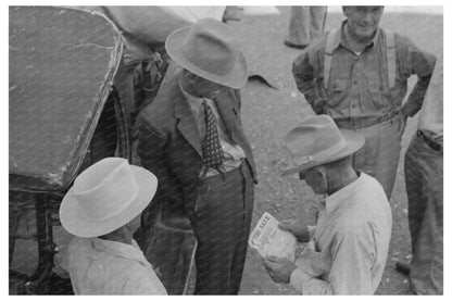 Farmers Discussing Tire Sale Handbill Weatherford 1939