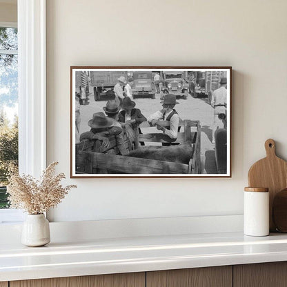 Farmers with Calf in Trailer at Weatherford Market 1939