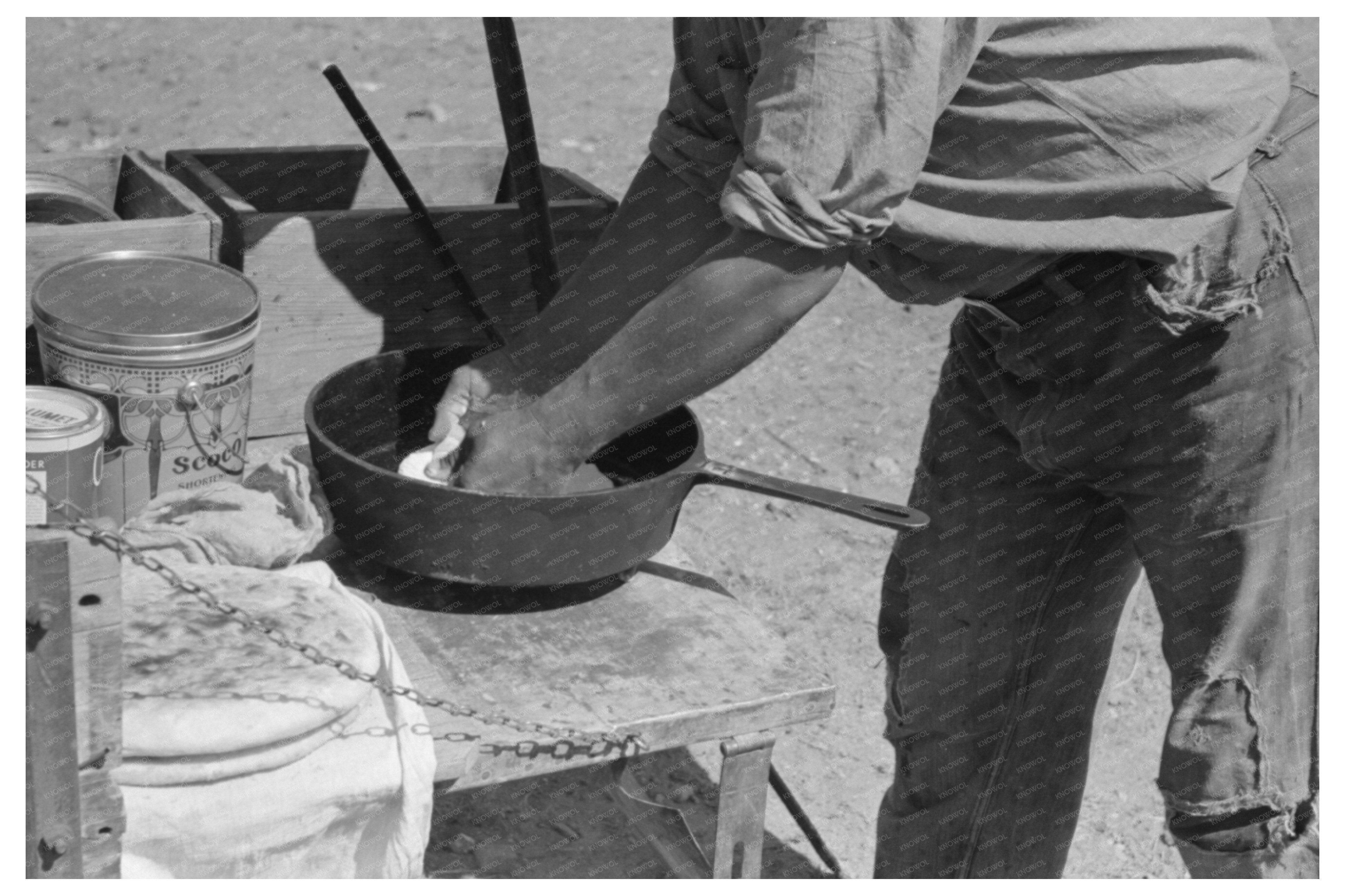 Bread Baking in Dutch Oven at Walking X Ranch 1939