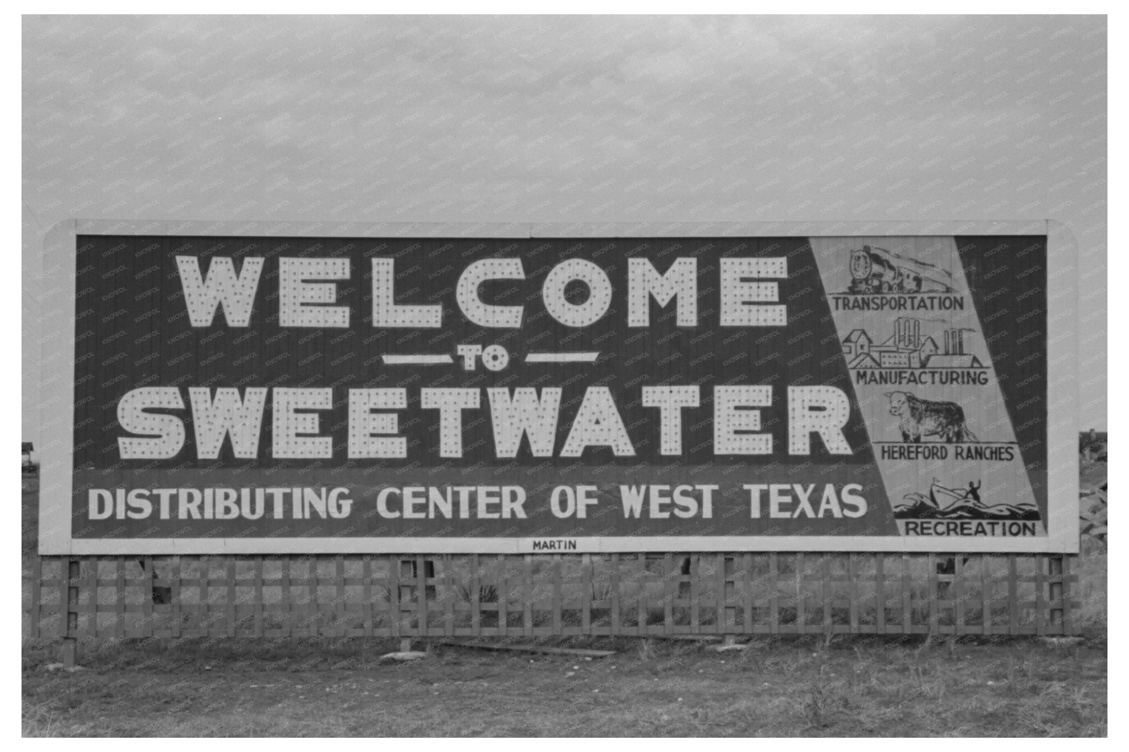 Sweetwater Texas Entrance Sign May 1939 Vintage Photo