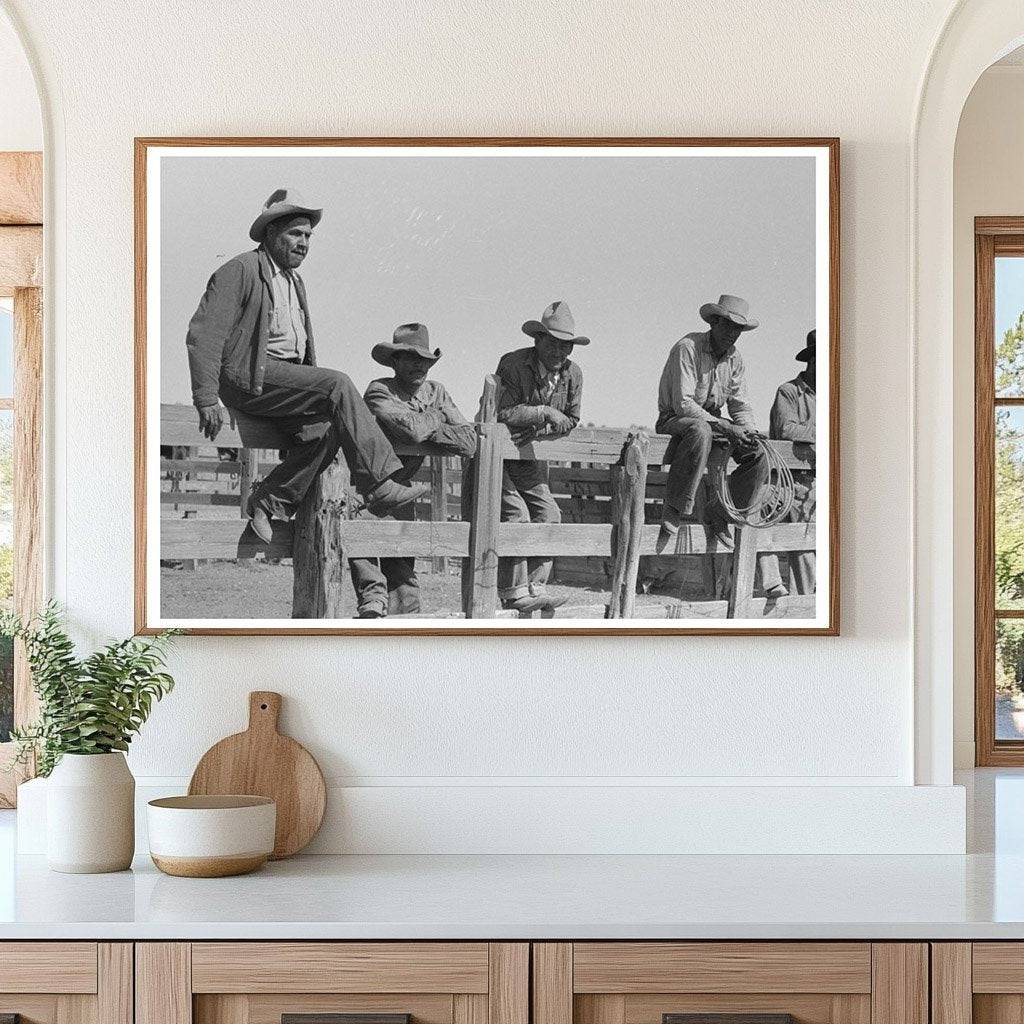 Cowboys on Corral Fence May 1939 Marfa Texas Ranch Life