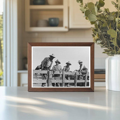 Cowboys on Corral Fence Marfa Texas May 1939