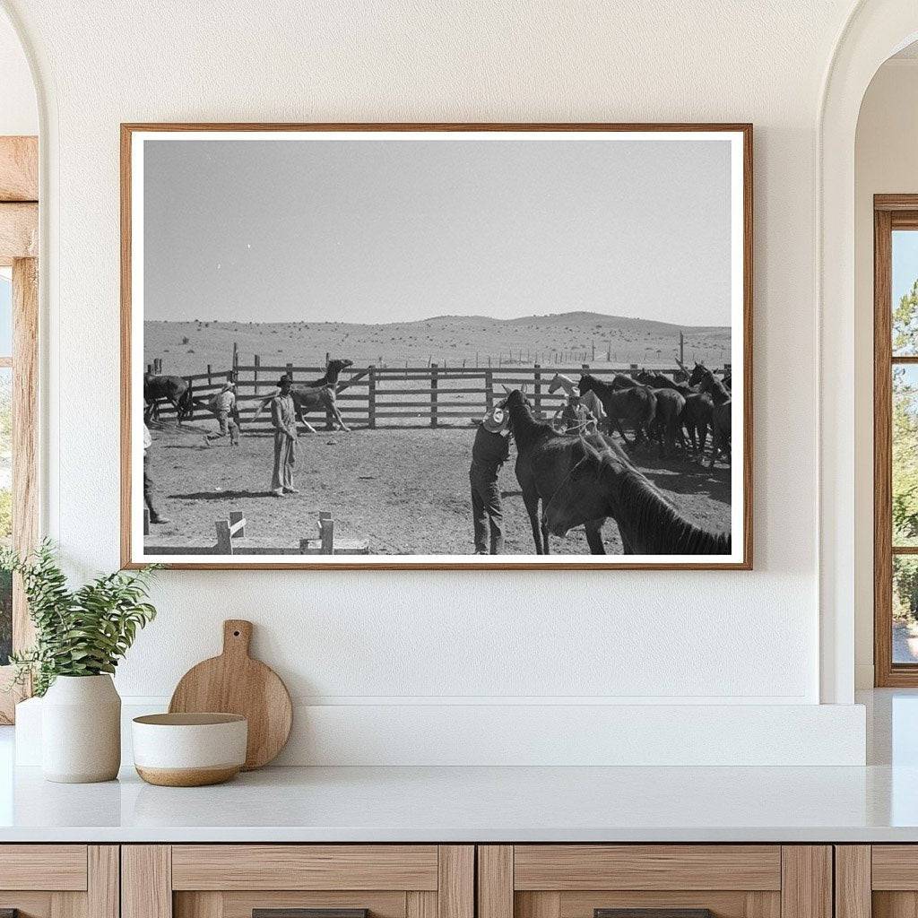 Cowboys Roping Horses at Walking X Ranch May 1939