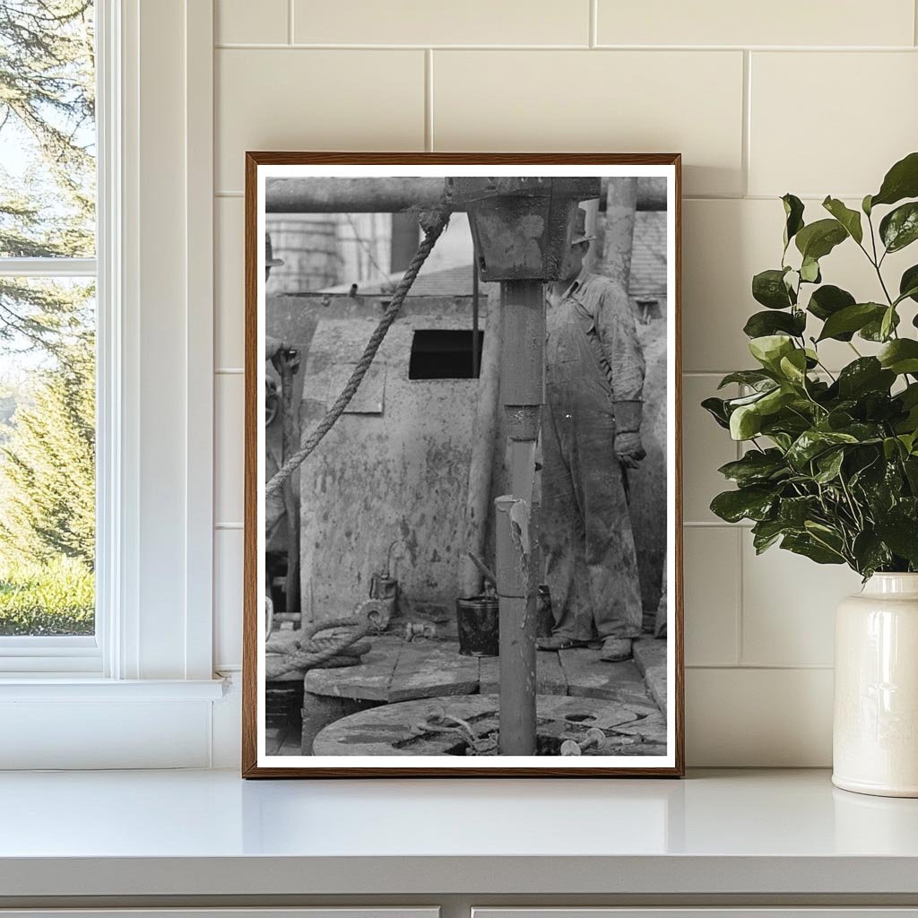 Roughnecks Operating Bailer at Oklahoma Oil Well 1939