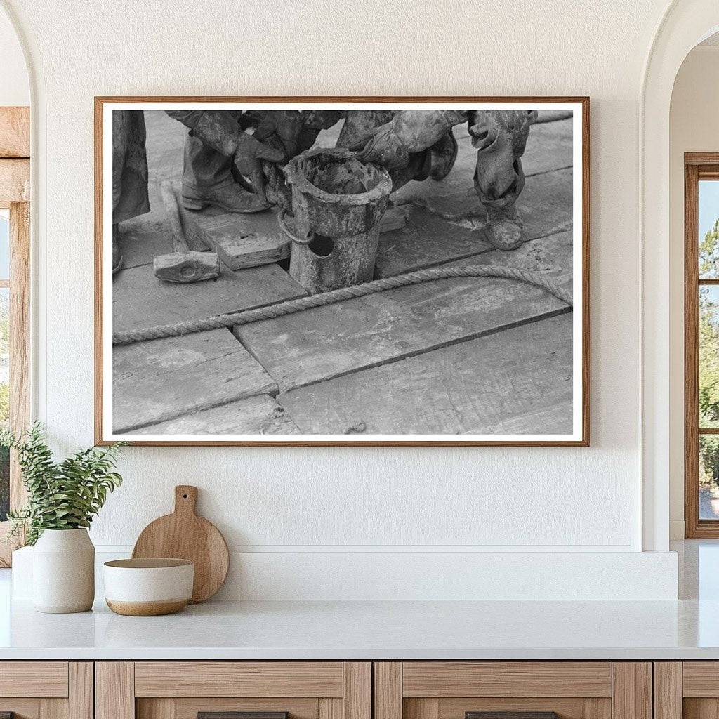 Roughnecks Bailing Oil Well Near Seminole Oklahoma 1939