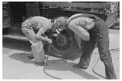 Migrants at Filling Station Henrietta Oklahoma 1939