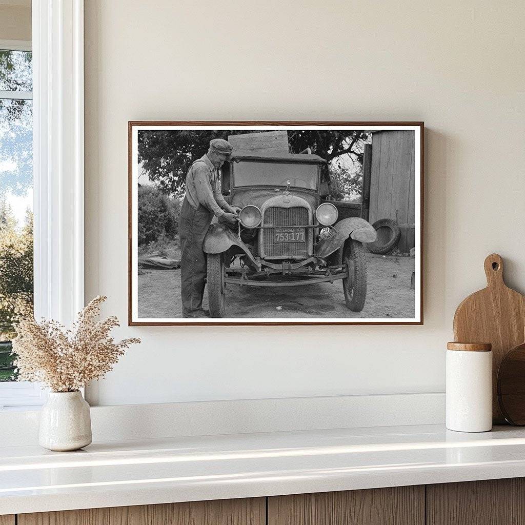 Elmer Thomas Tying Laundry in Muskogee Oklahoma 1939