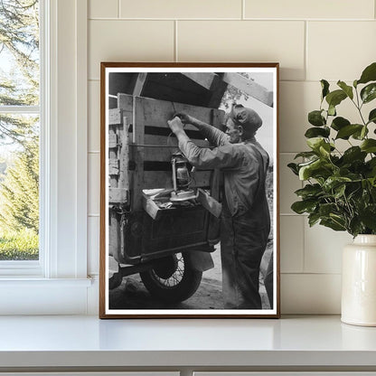 Elmer Thomas Family Prepares Truck for California Trip 1939