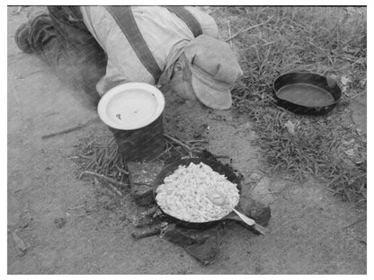 Migrant Family Cooking Potatoes July 1939 Oklahoma