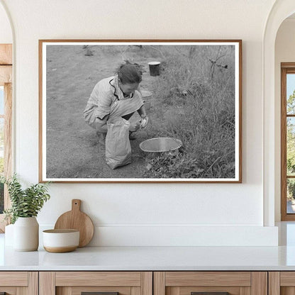 Migrant Woman Peeling Potatoes Henrietta Oklahoma 1939