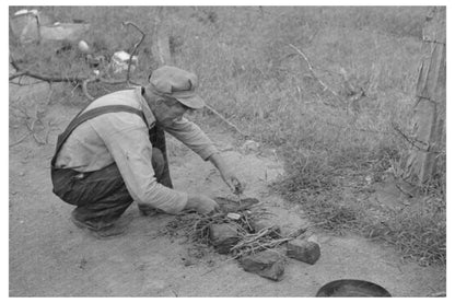 Migrant Family Father Prepares Fire July 1939