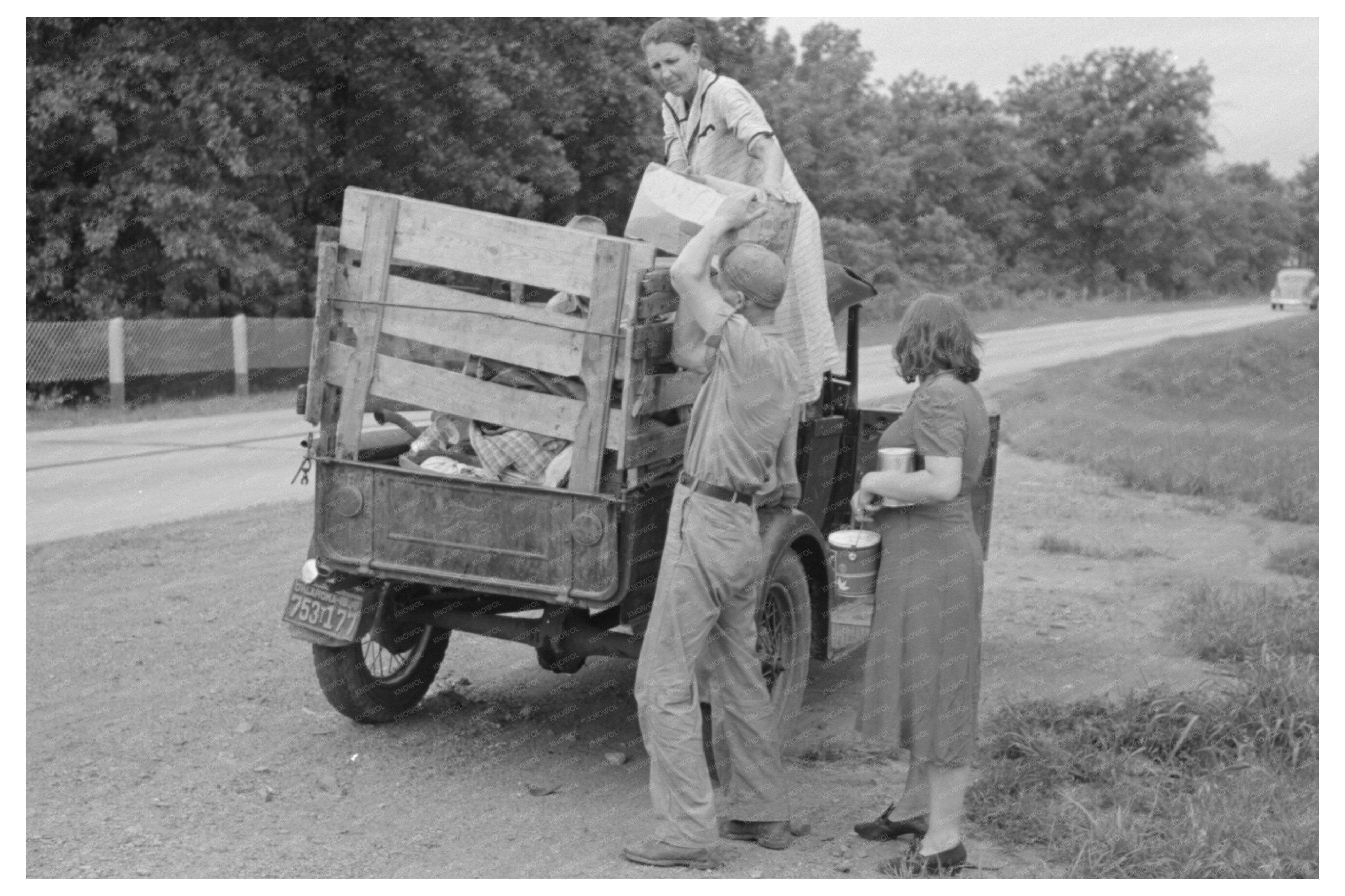 Elmer Thomas Family Unloading Truck Henrietta Oklahoma 1939