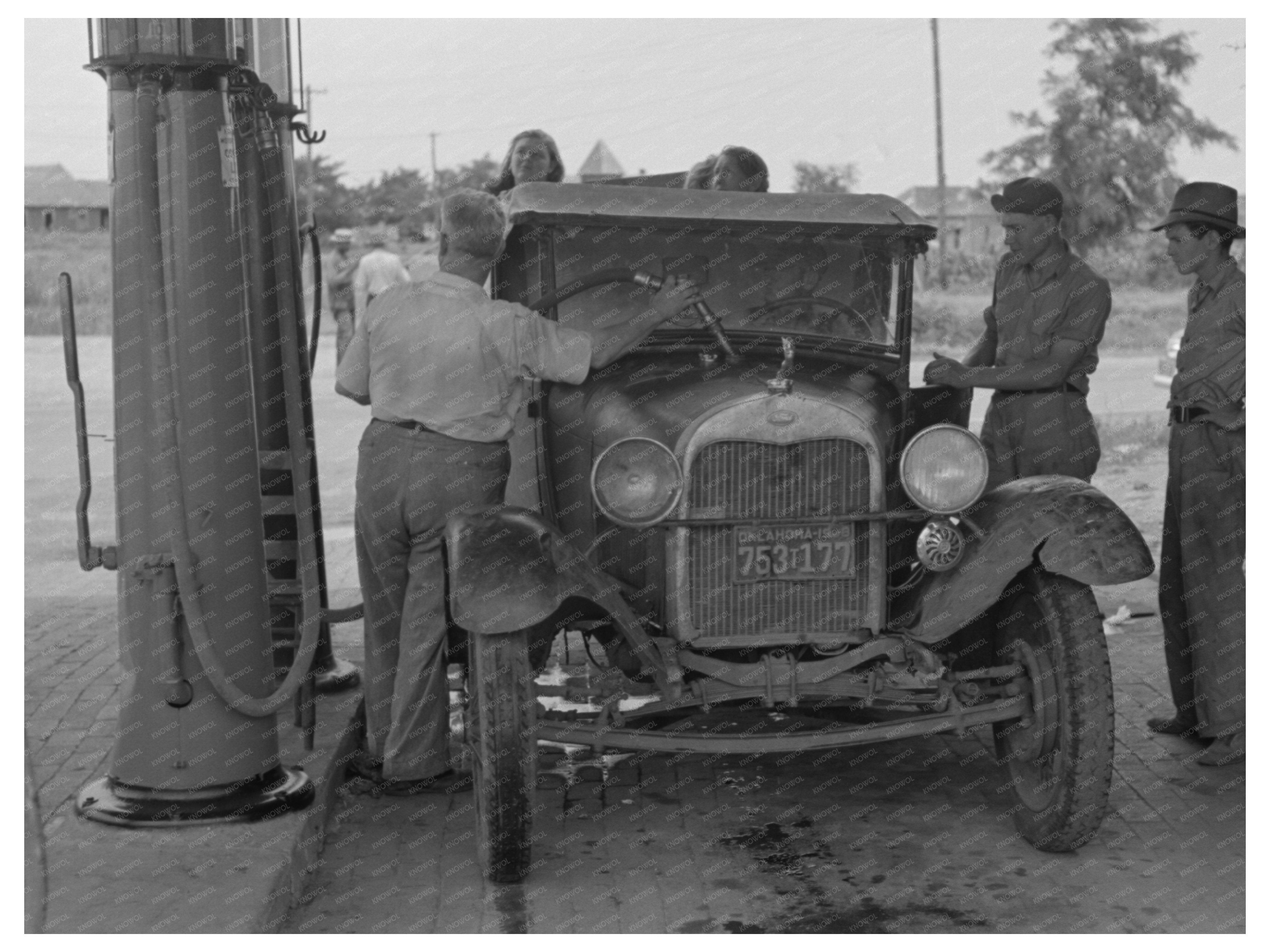 Elmer Thomas Family Refueling in 1939 Oklahoma