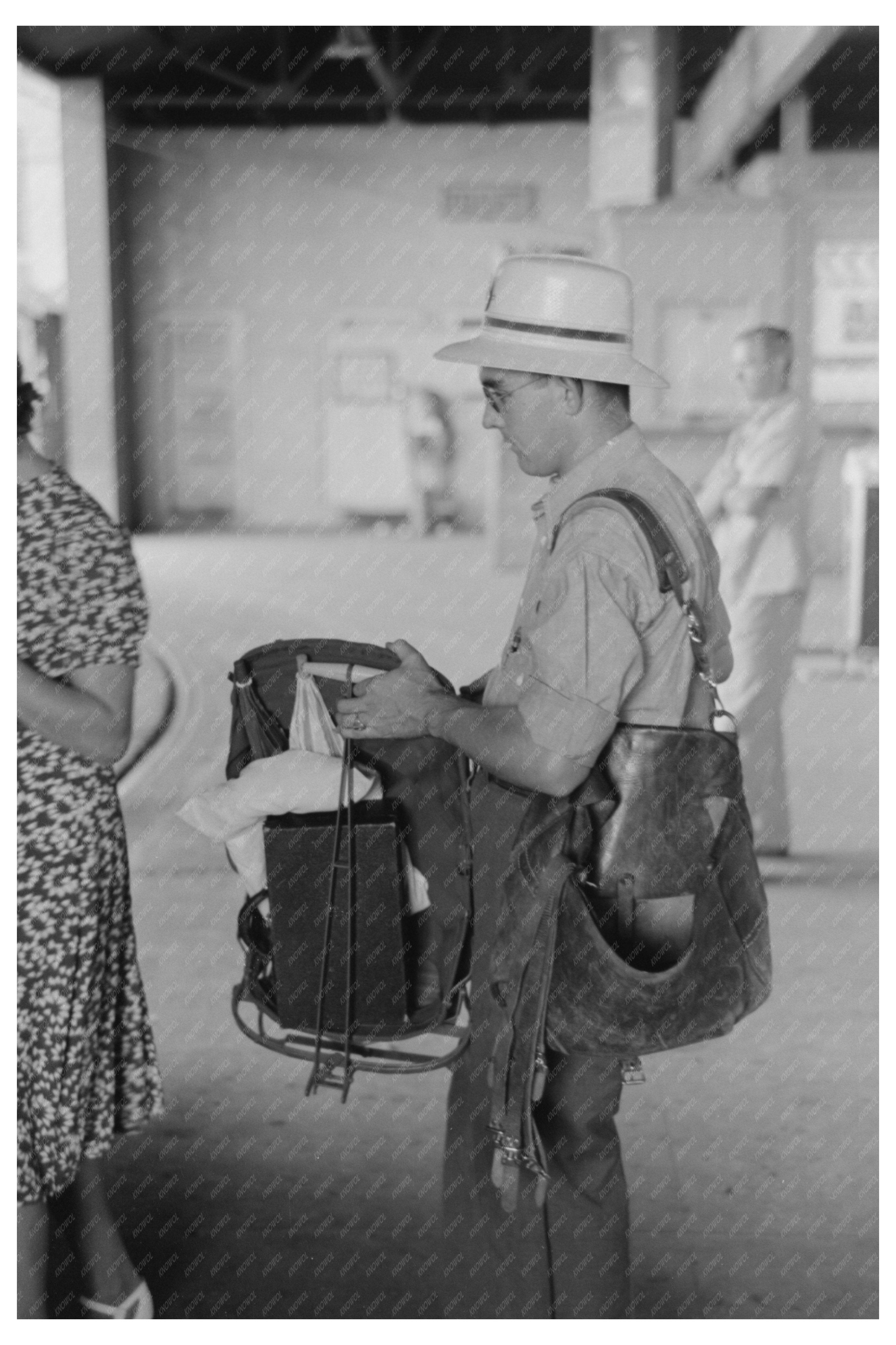 Postman Boarding Streetcar in Oklahoma City 1939