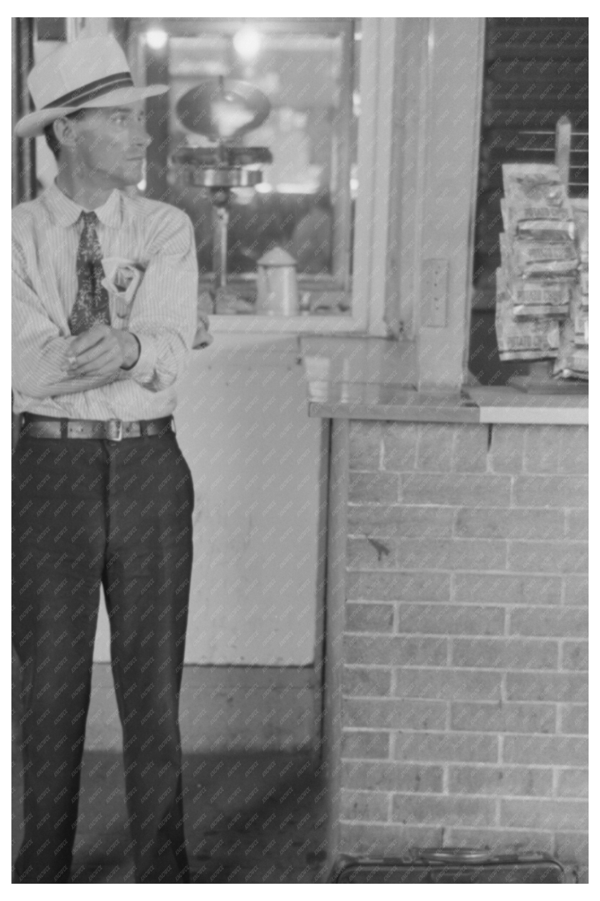 Man with Luggage at Oklahoma City Streetcar Terminal 1939