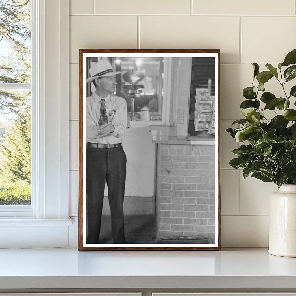 Man with Luggage at Oklahoma City Streetcar Terminal 1939