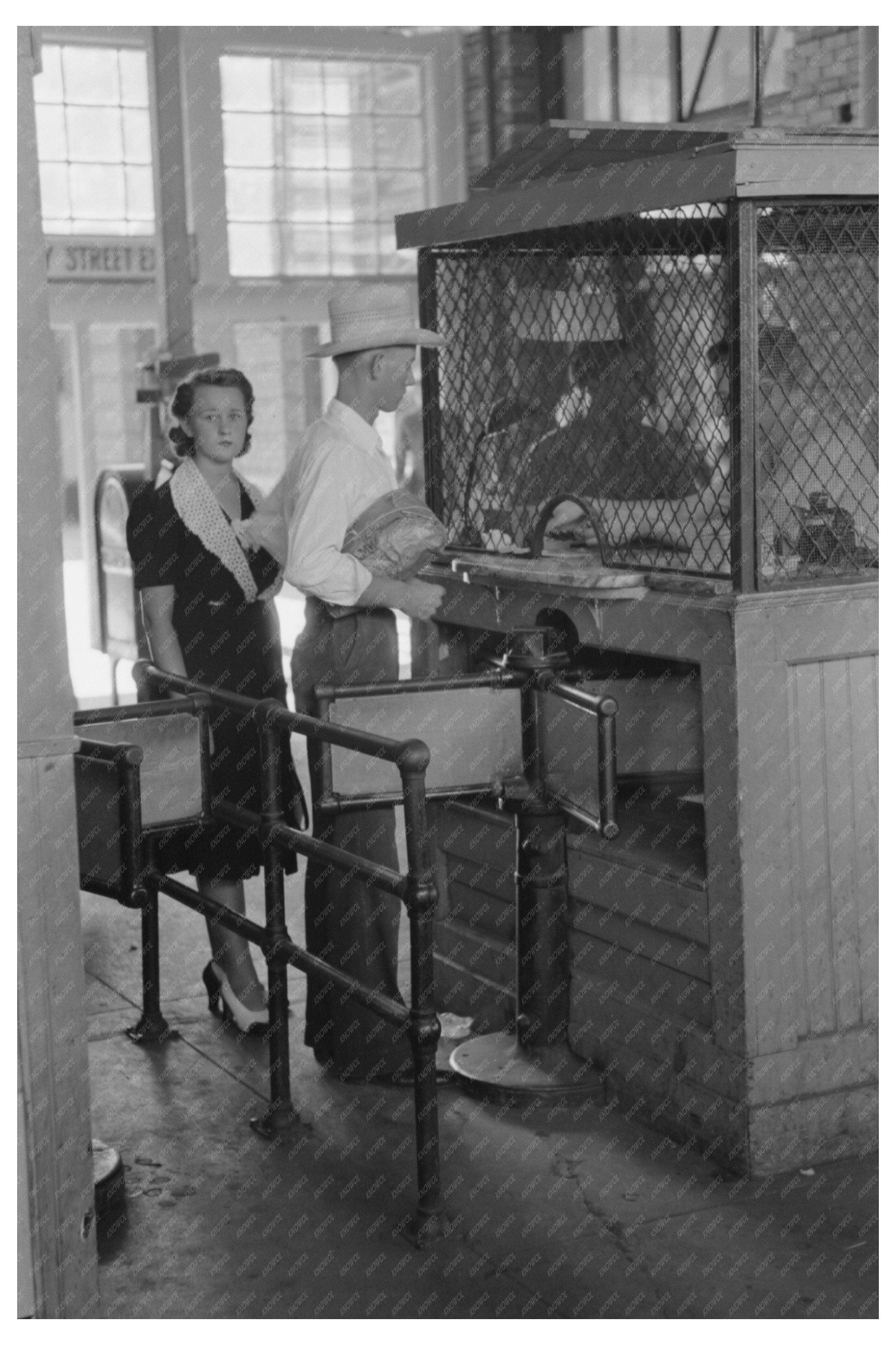 Young Couple Buying Streetcar Tickets Oklahoma City 1939