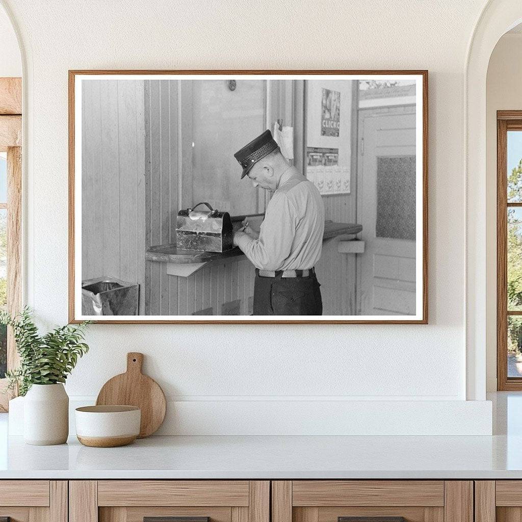 Motorman with Lunch Basket at Oklahoma Streetcar Terminal 1939