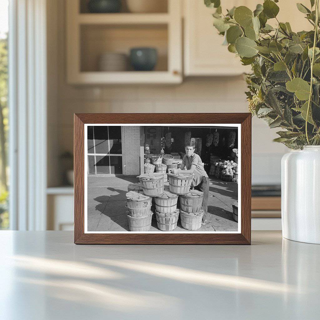 Grocery Boy with Peaches Muskogee Oklahoma July 1939