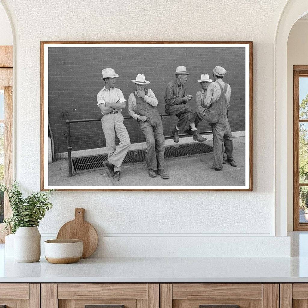 Men Leaning on Railing in Muskogee Oklahoma July 1939