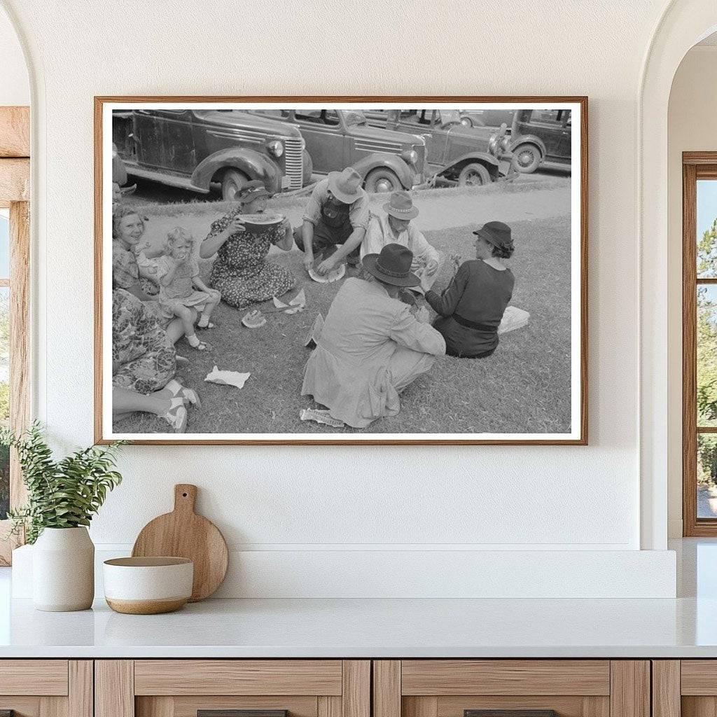 Farm Families Enjoying Watermelon in Tahlequah 1939