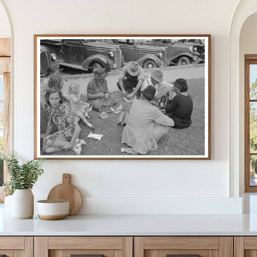 Farm People Enjoying Watermelon in Tahlequah Oklahoma 1939